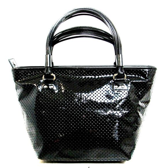 ROOMY KATE SPADE BLACK PERFORATED PATENT LEATHER TOTE SHOULDER BAG HANDBAG PURSE - Picture 2 of 9